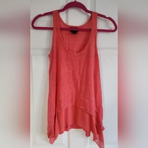 Coral Linen Sleeveless Top